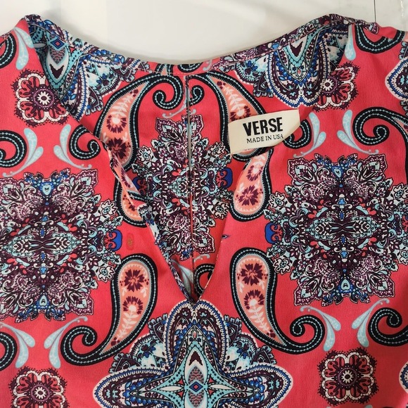 Verse Blouse Sleeveless Boho Multicolor Split Back Keyhole M Womens Casual - Picture 5 of 10